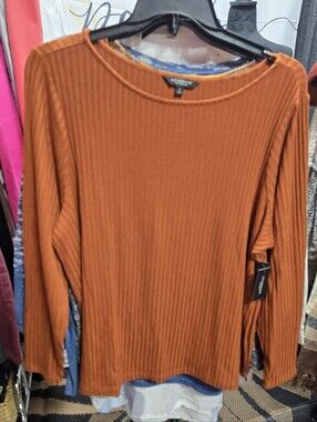 89 Liverpool Rust Ribbed Long-Sleeve Top